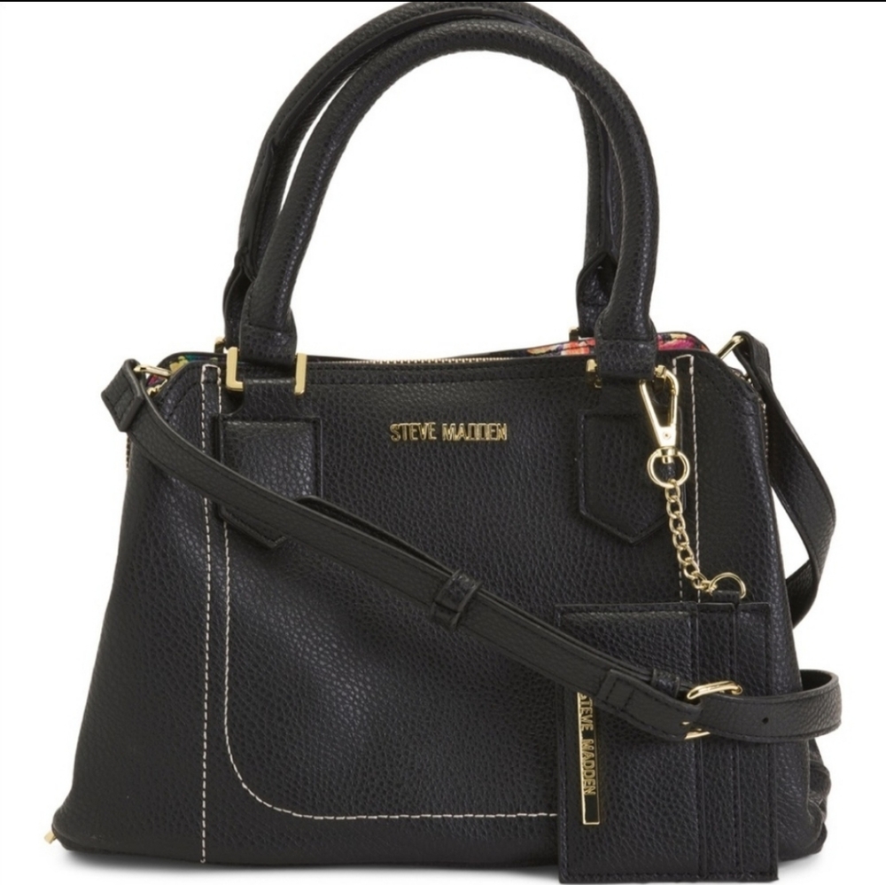Steve Madden Black Gold Purse + Wallet